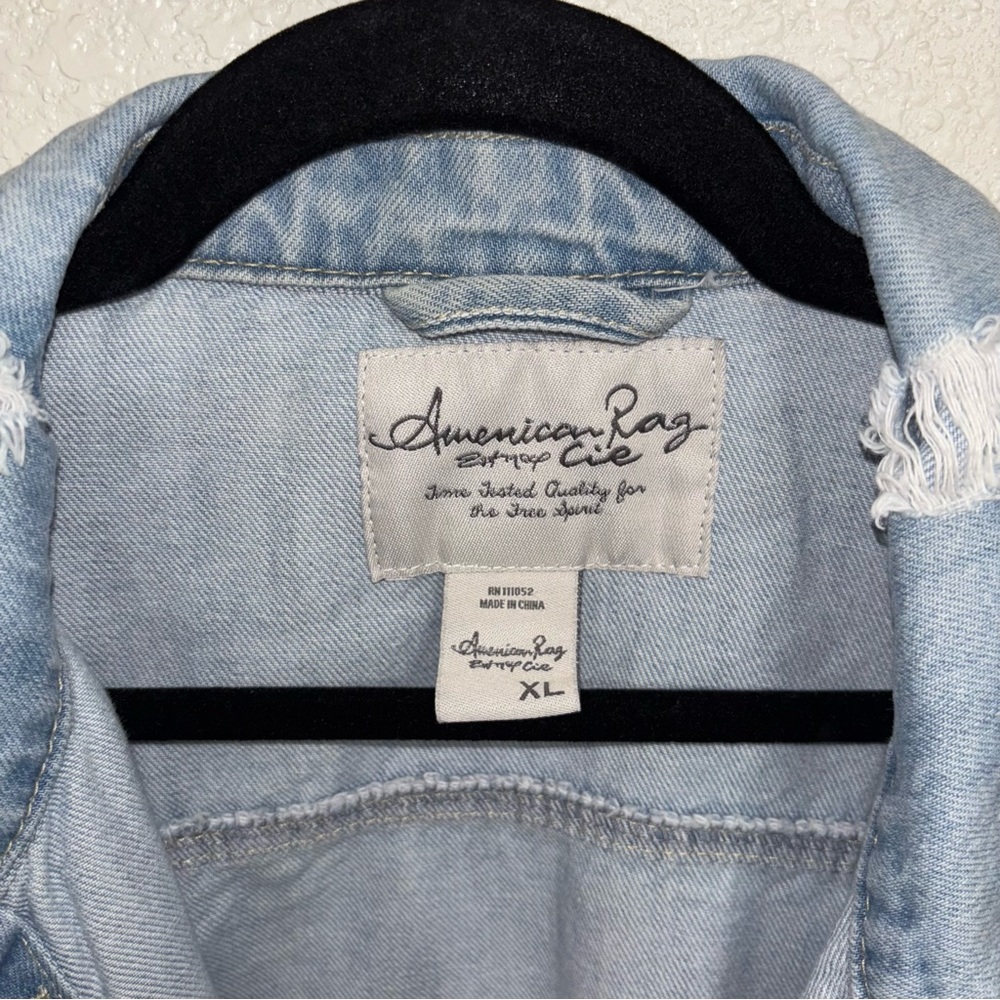 American Rag Distressed Blue Jean Jacket - Picture 2 of 5